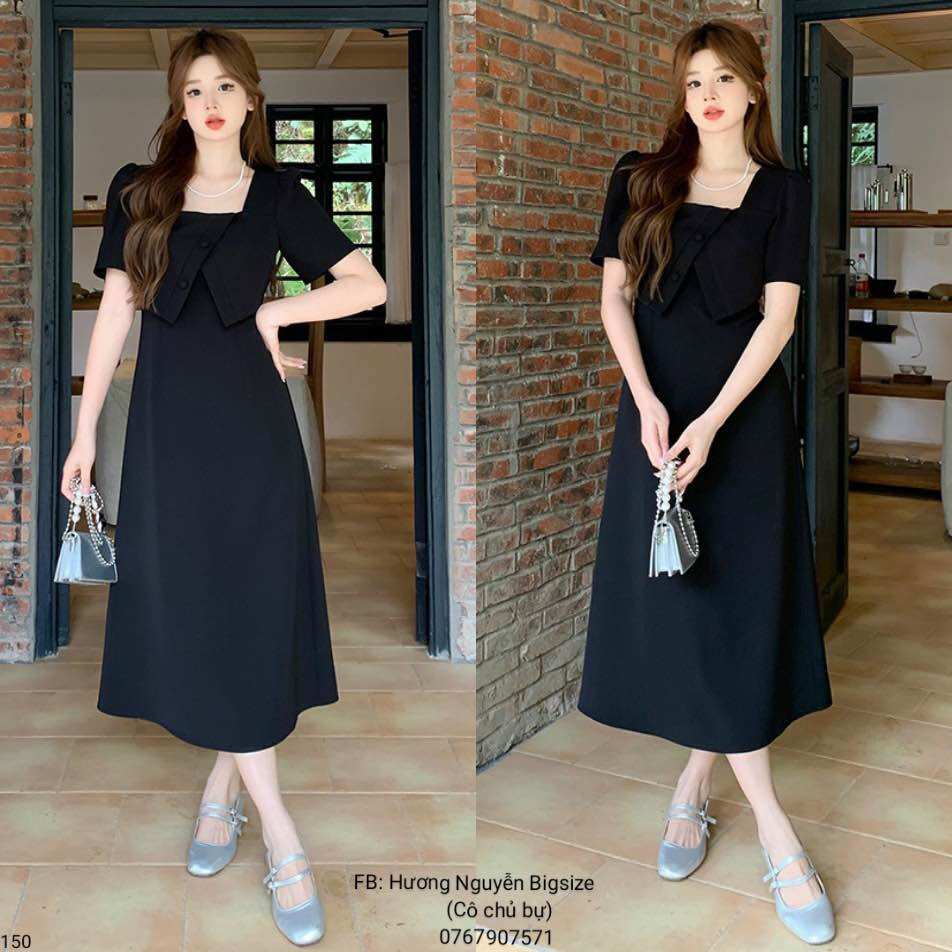 57-90kg bigsize đầm maxi cổ vuông giá rẻ