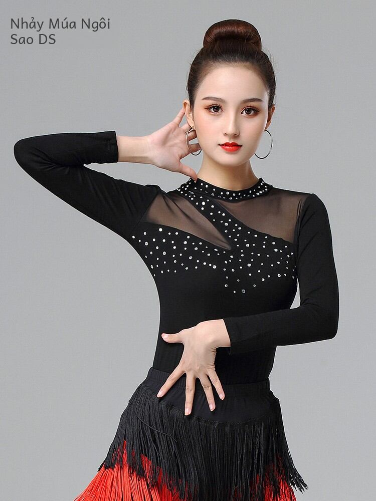 Áo Tập Khiêu Vũ Latin Cho Nữ Áo Biểu Diễn Gợi Cảm Áo Lưới Khiêu Vũ Thường Ngày Quần Áo Khiêu Vũ Cotton Mùa Hè 2023