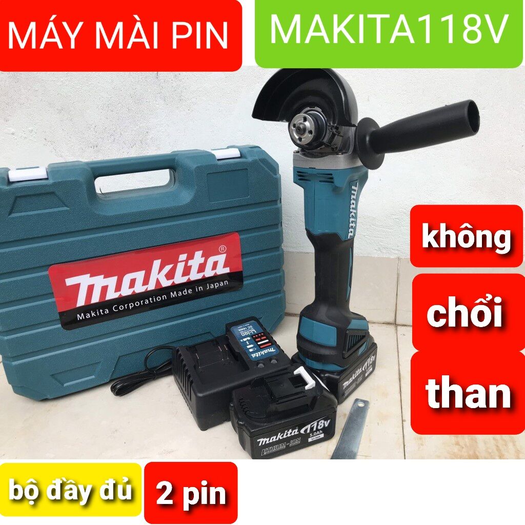 Máy mài pin, 118V MaKiTa  không chổi than,  Máy mài cắt đa năng cầm tay không chổi than  - có đèn báo dung lượng pin
