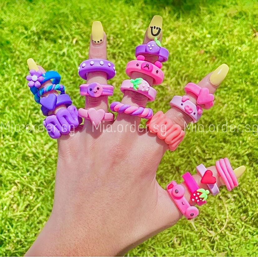 Nhẫn đất sét POLYMER CLAY handmade nhiều màu sắc mùa hè