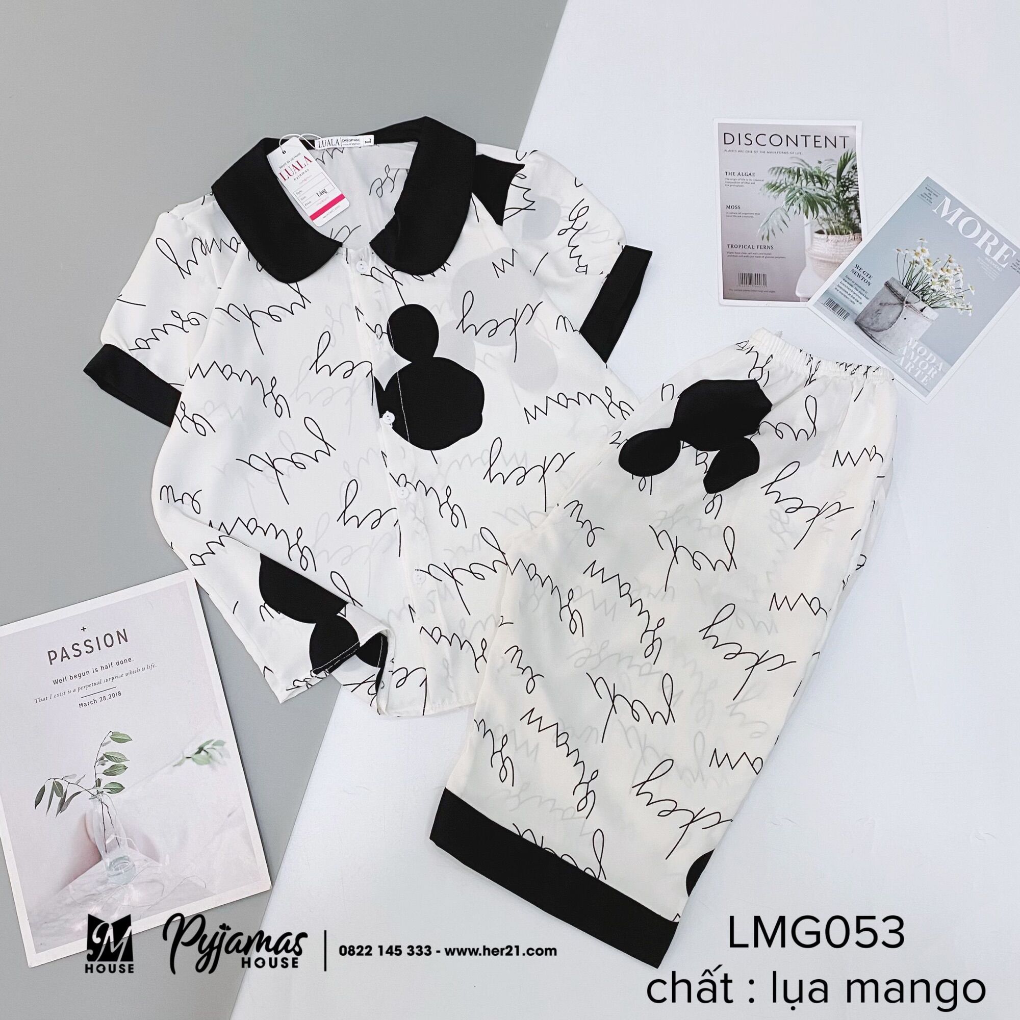 Bộ pyjama lụa Mang tay ngắn quần lửng cao cấp
