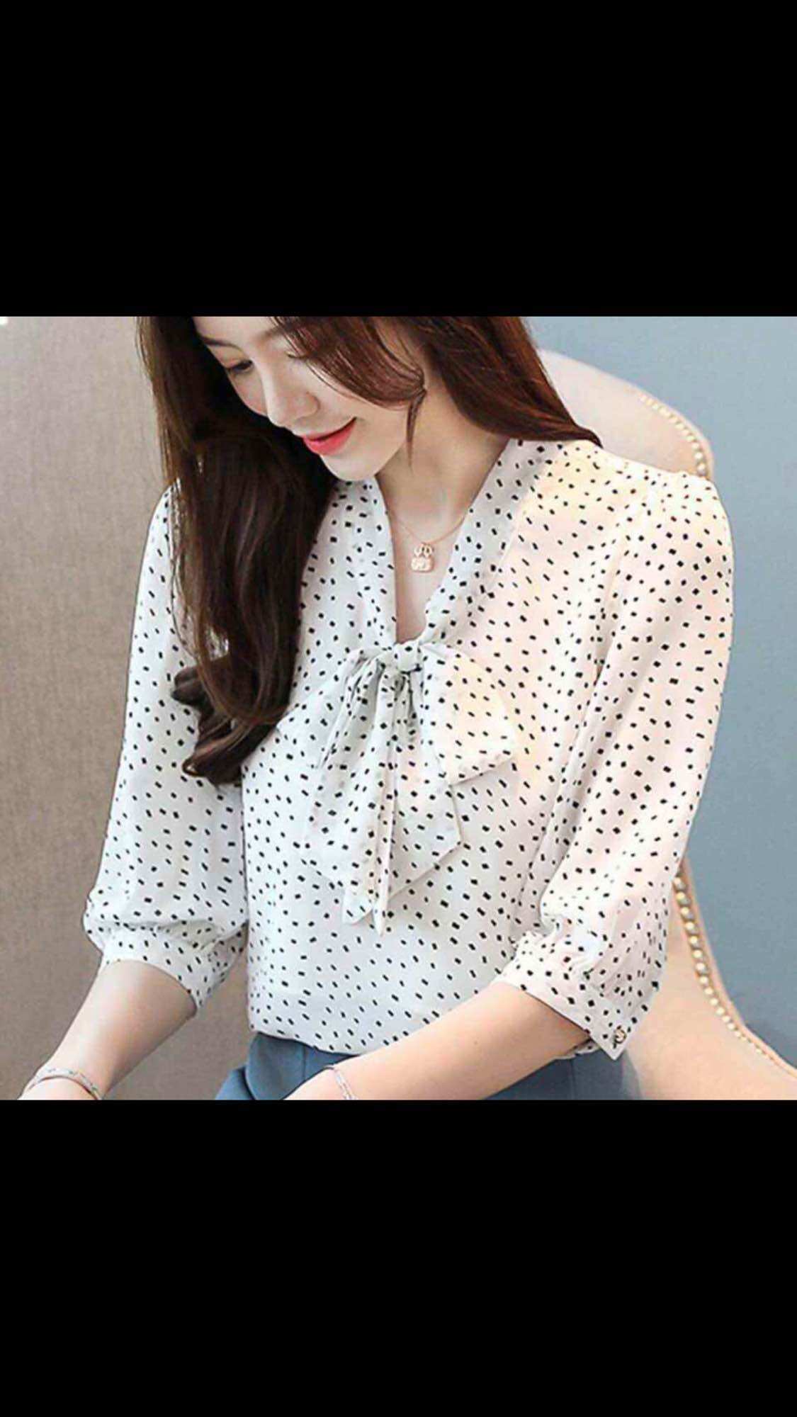 Áo công sở cổ thắt nơ full & 185