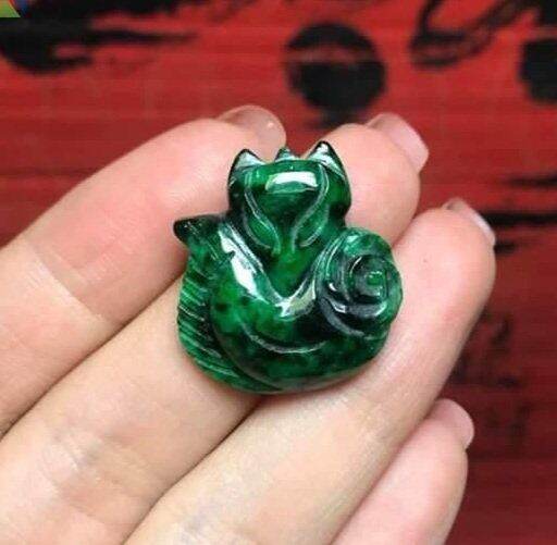 [HCM]Dây chuyền mặt hồ ly 9 đuôi ôm hoa đá cẩm thạch