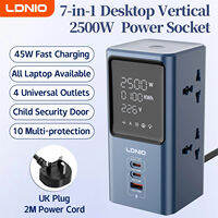 LDNIO | Thanh Nối Điện Hiển Thị Số Công Suất Tiêu Thụ 2500W 100kWh 226V USB-C PD 100W USB-A 24W 3 Cổng Sạc Nhanh Cho Sạc Laptop