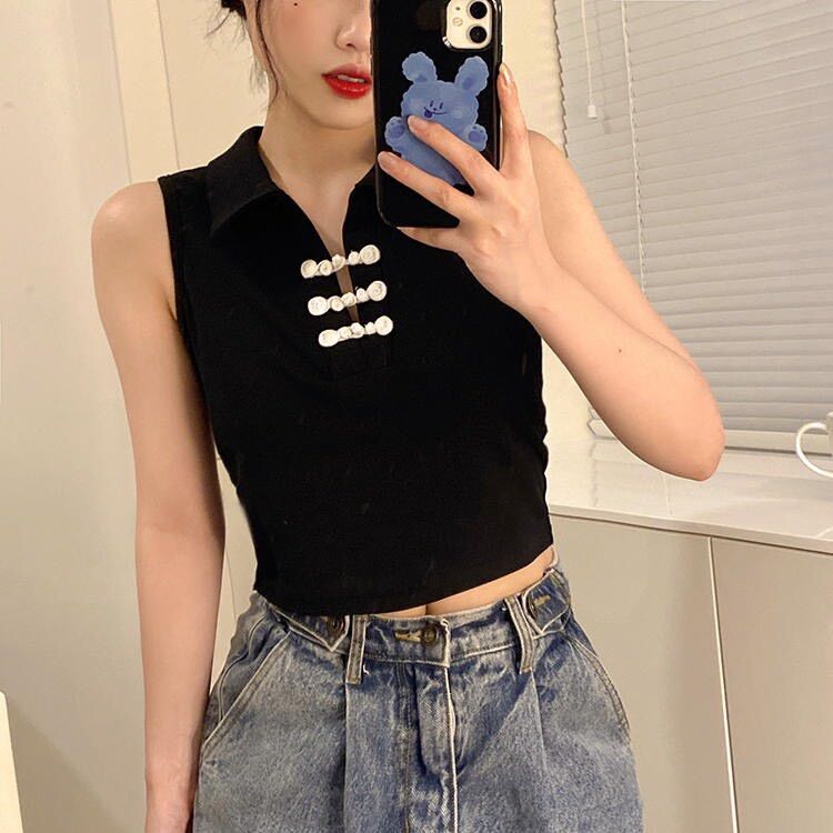 Áo croptop cổ bẻ dáng tàu Bg