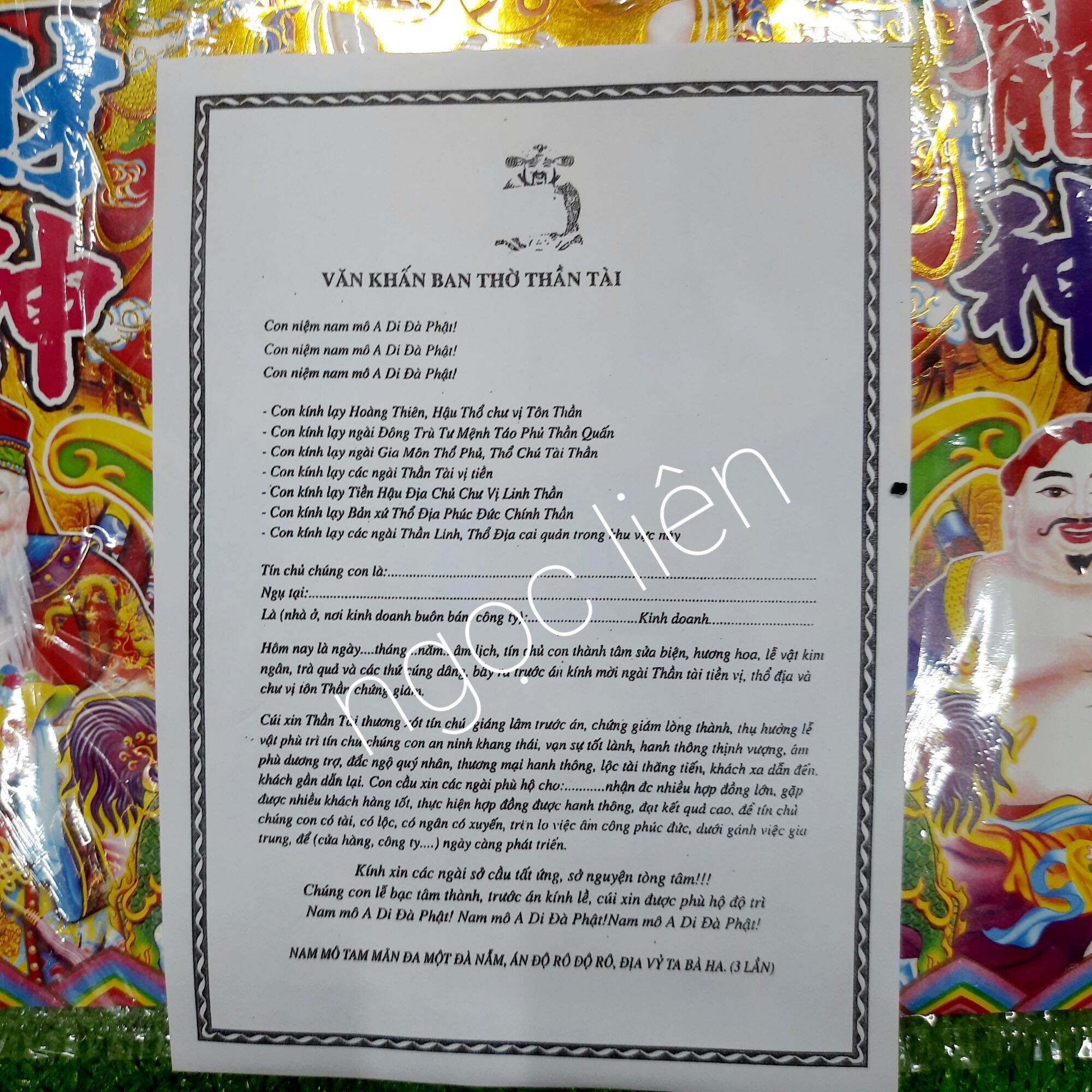 Set Giấy cúng thần tài ông địa  áo lớn