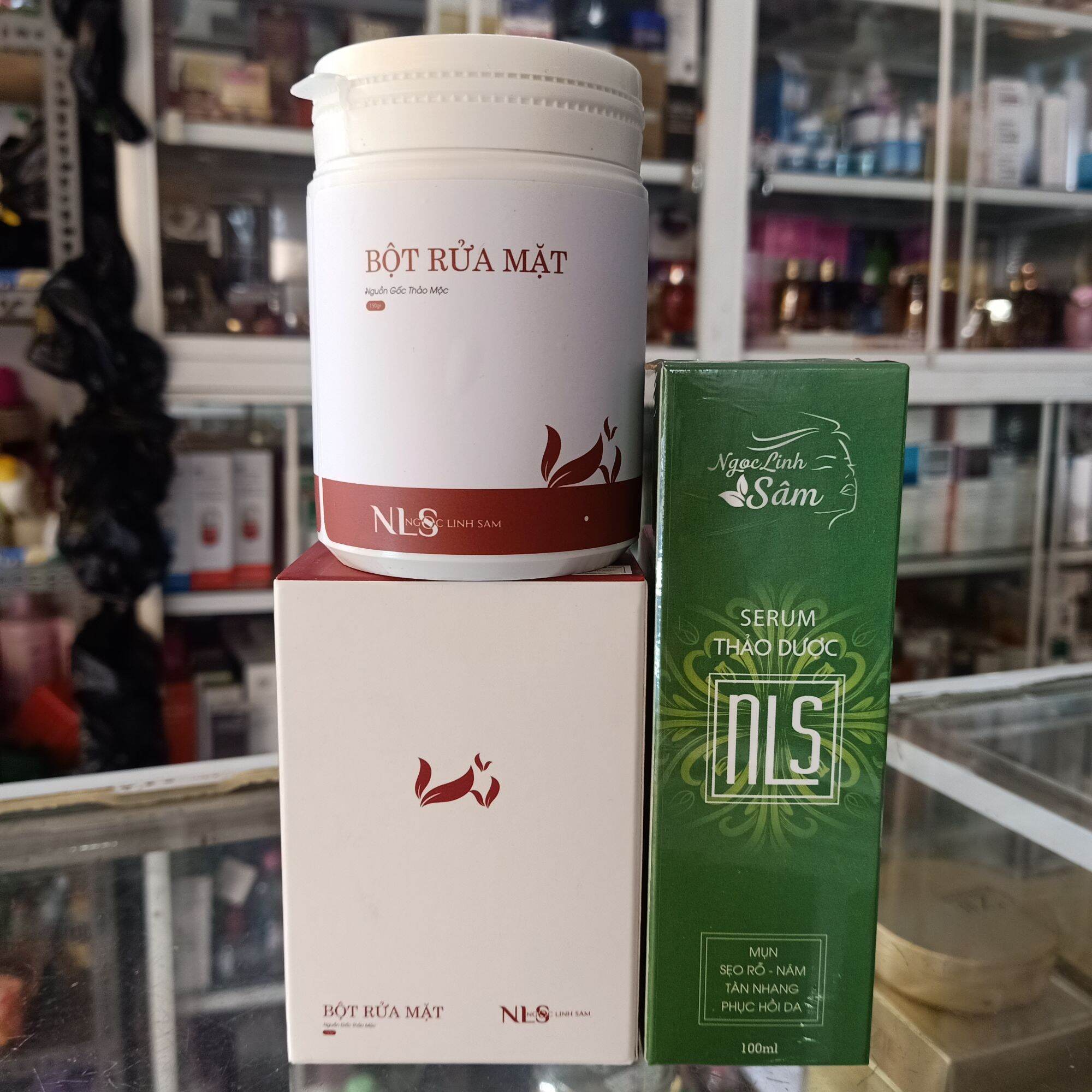 Combo serum & bột rửa mặt Ngọc Linh Sâm