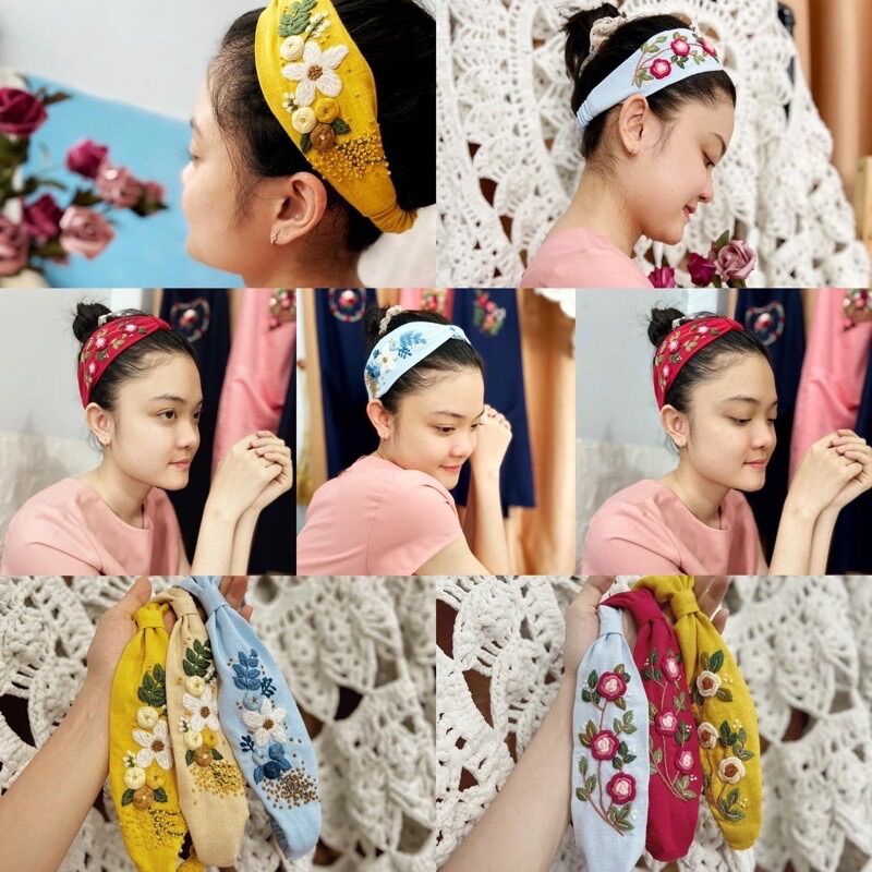Turban Bờm Đội Tóc Thêu Tay Thủ Công - Pong Embroidery