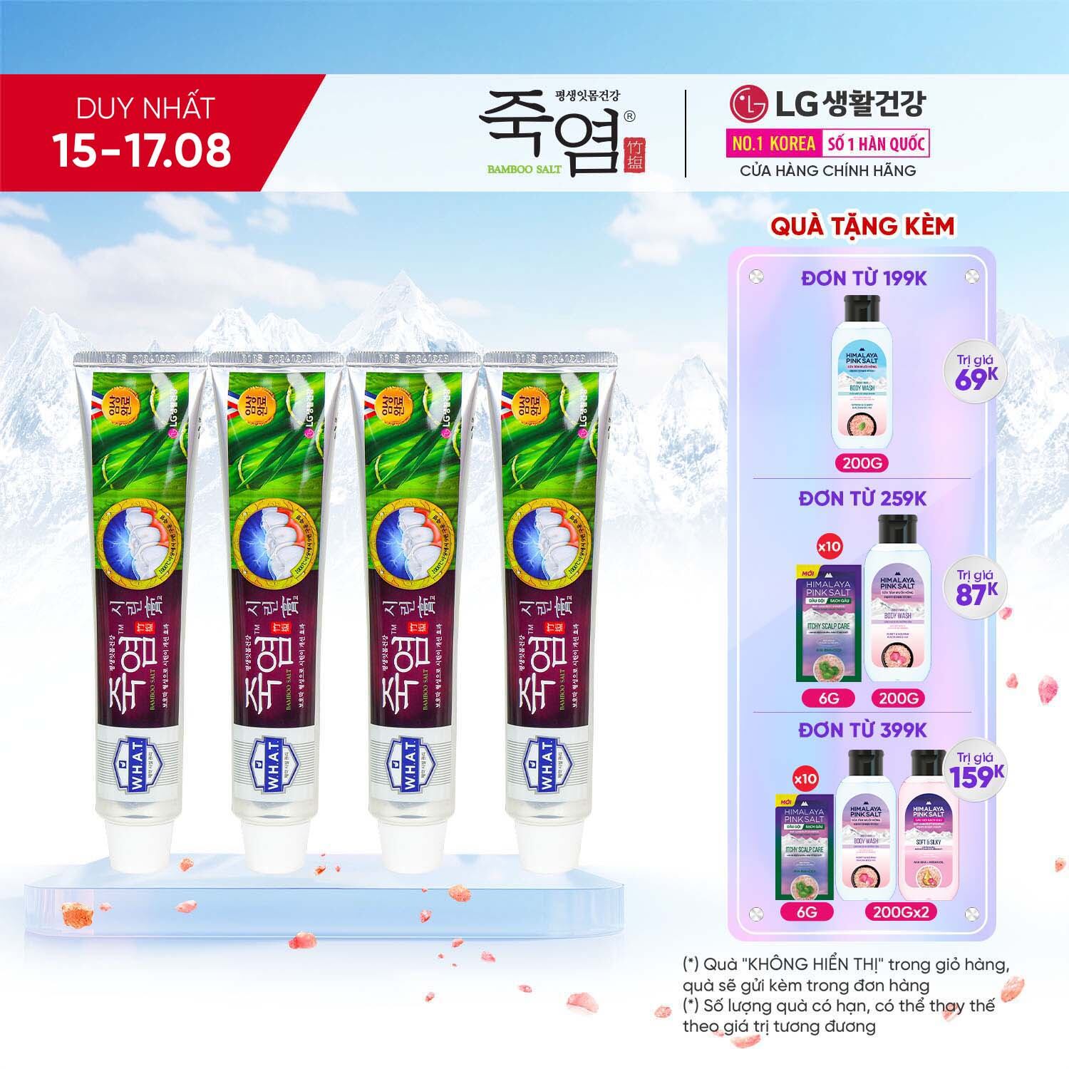 Combo 4 Kem đánh răng Bamboo Salt Muối Tre Chăm Sóc Răng Ê Buốt 140g
