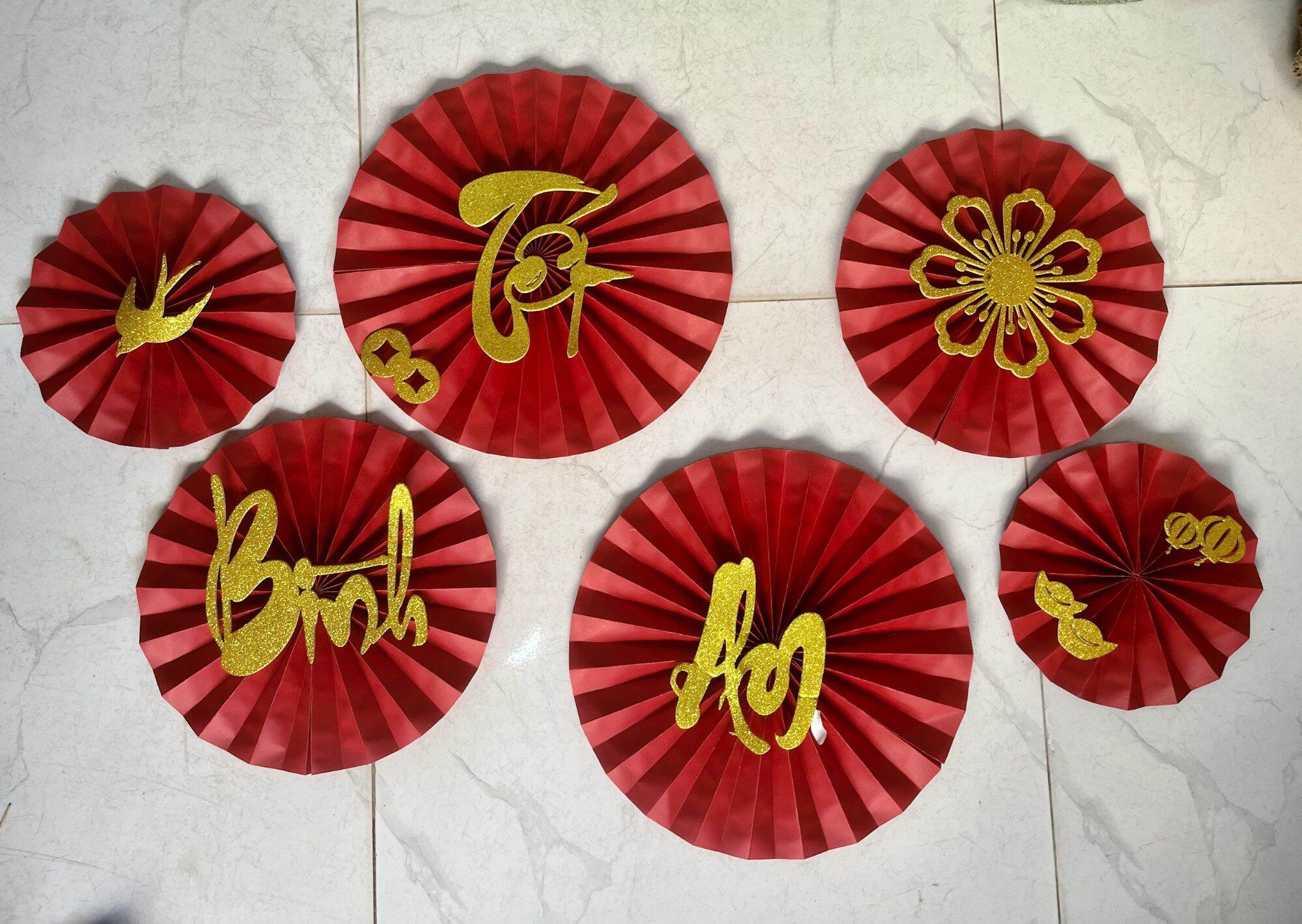 COMBO 6 QUẠT ĐỎ TRANG TRÍ TÊT
