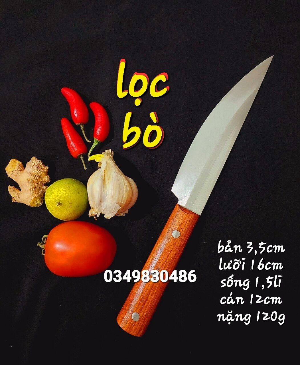 Dao lọc bò, thái lọc thịt thép trắng nhật bản không rỉ,