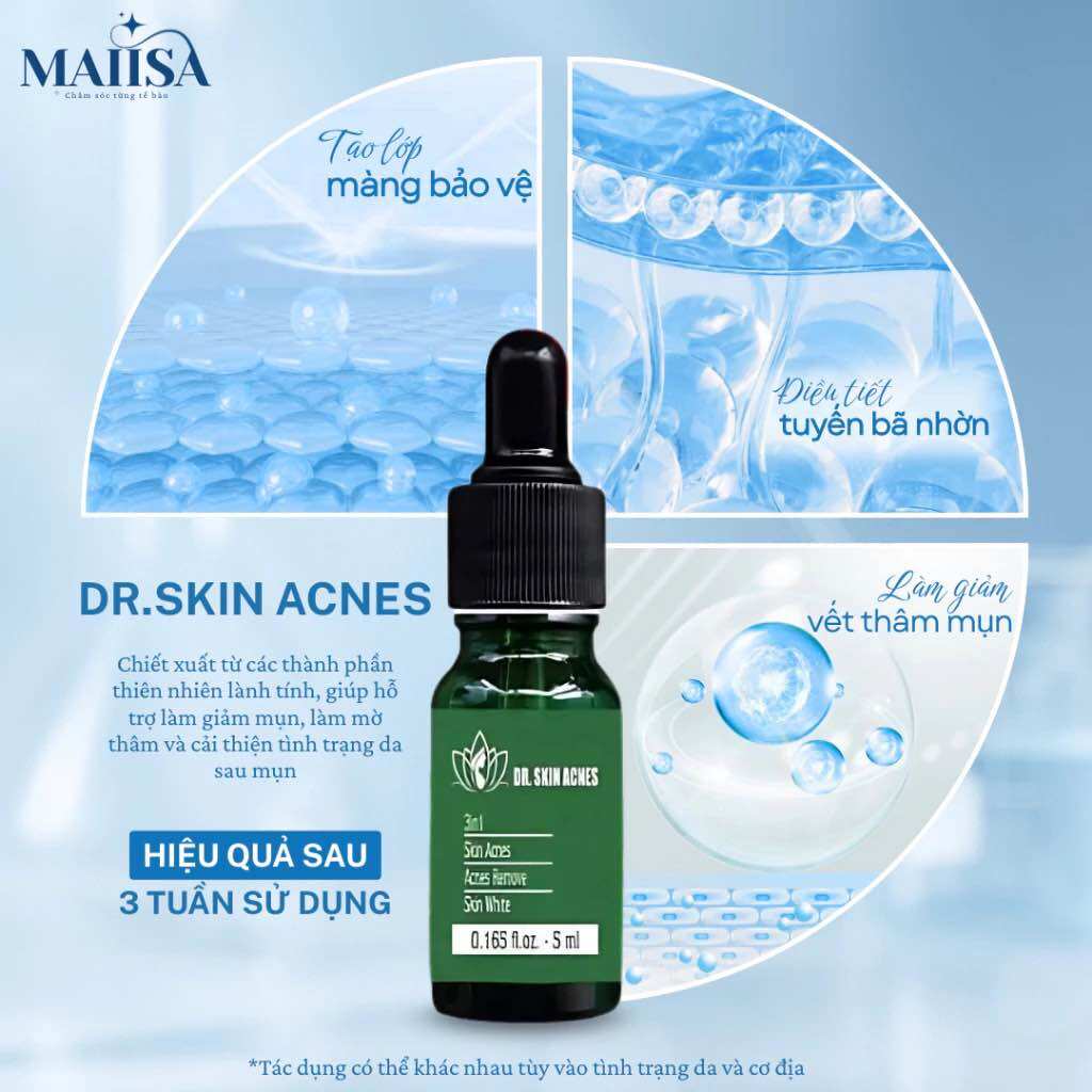 Serum Dr.Skin Acnes 5ml Hỗ Trợ Giảm Mụn, Se Khít Lỗ Chân Lông Và Mờ Vết Thâm Thành Phần Thảo Dược