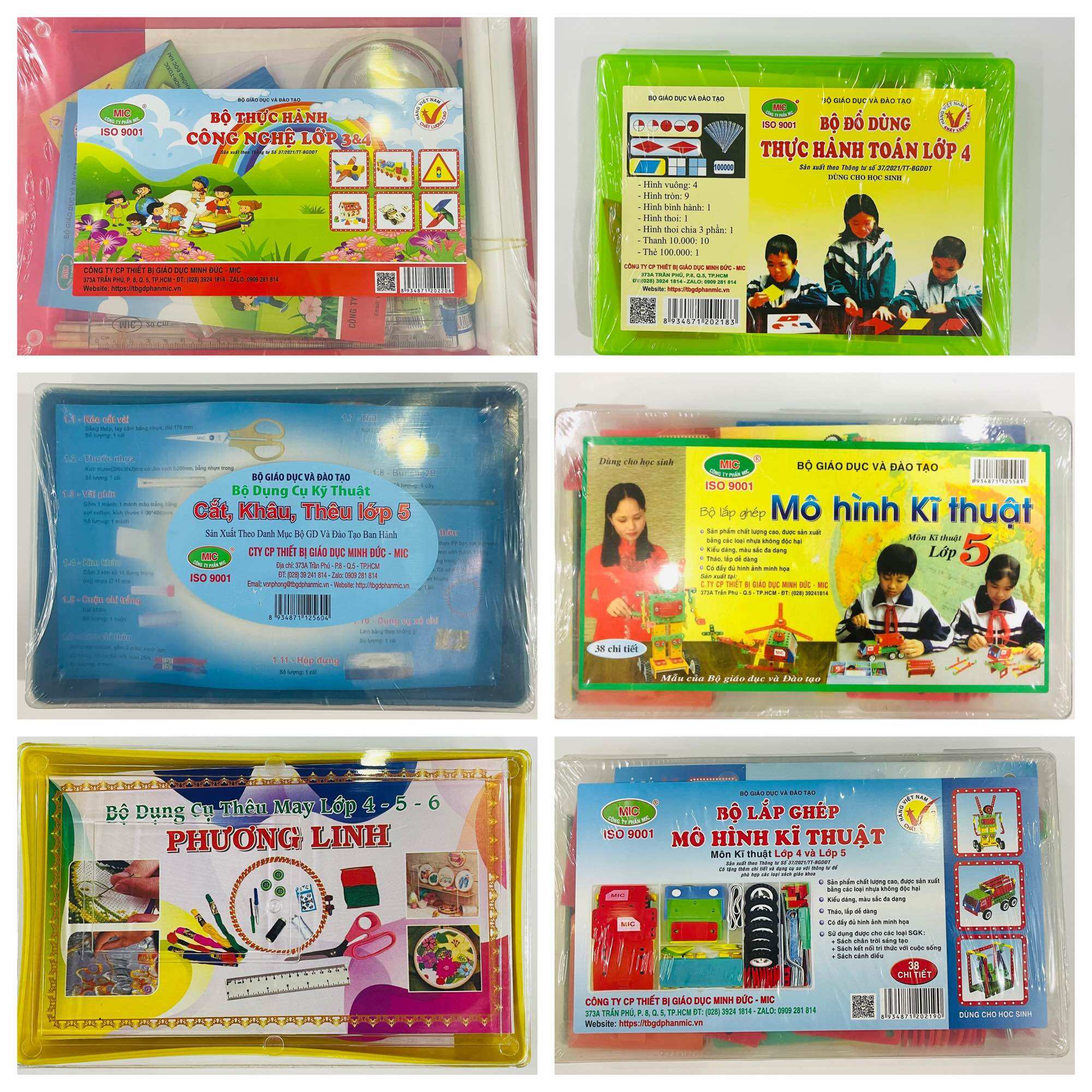 Bộ lắp ráp kỹ thuật lớp 4-5.Bộ dụng cụ khâu thêu lớp 4-5.Bộ thực hành công nghệ,Thực hành Toán.Phục vụ môn học cho học sinh