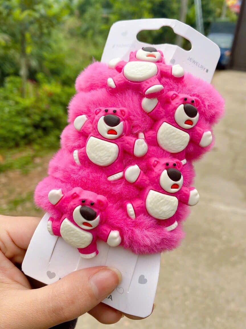 SET 5C CỘT TÓC SCRUNCHIES GẤU DÂU LOTSO