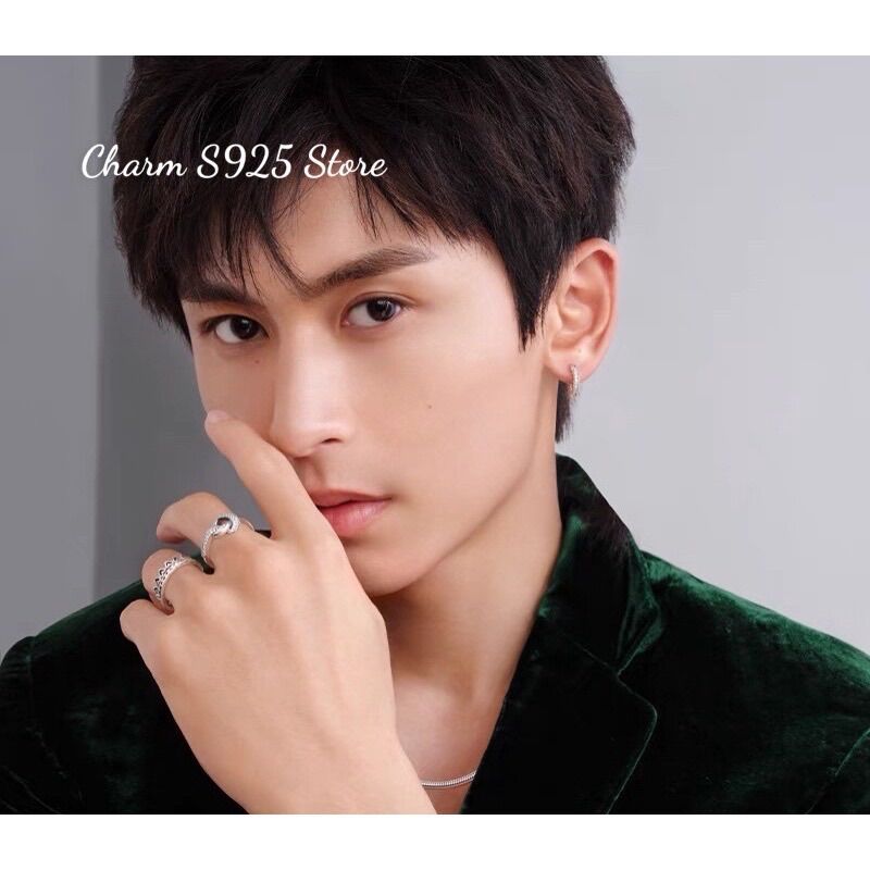 NHẪN ĐEO TAY PAN ALE TIM ĐÍNH ĐÁ BẠC S925