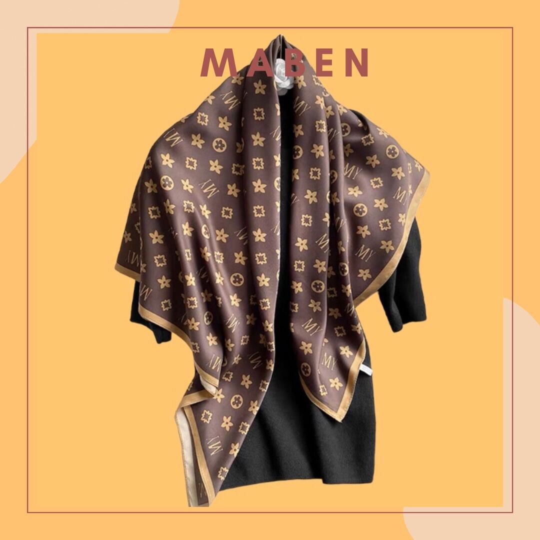 Khăn choàng cổ in hoa văn sao 5 cánh size 90x90cm - Maben