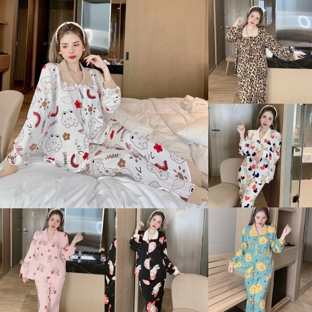 Đồ bộ pijama tay dài quần dài MANGO mát mịn