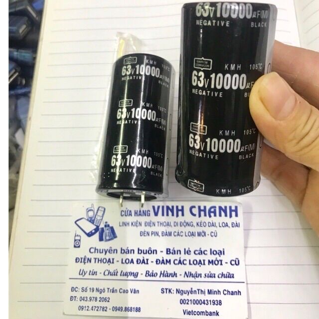 2 con tụ 63v 10000uf 3.5x7cm
