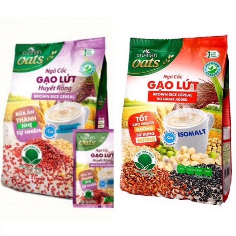 Combo ngũ cốc gạo lứt huyết rồng 400g + ngũ cốc gạo lứt không đường 400g