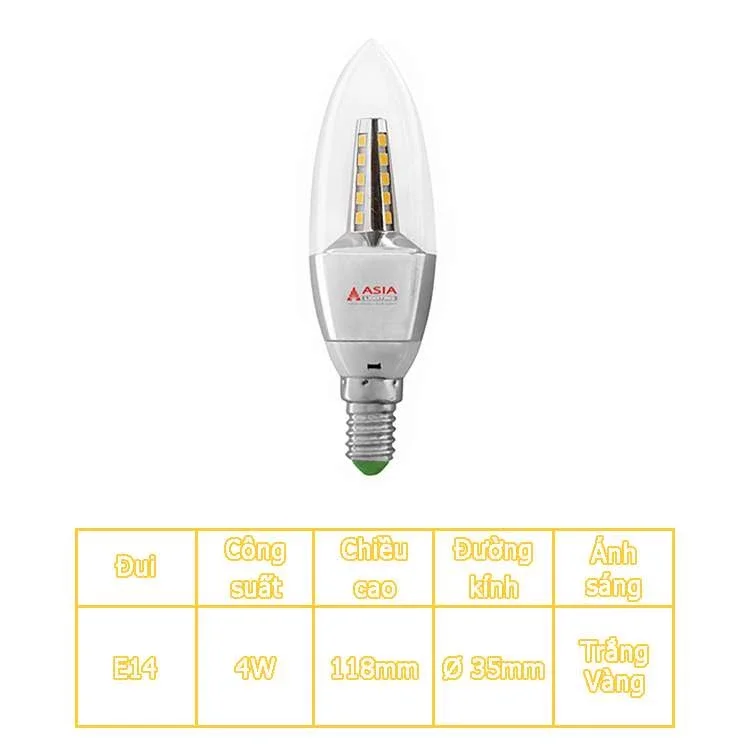 Combo 10 bóng nhót led E14-4W Asia chính hãng