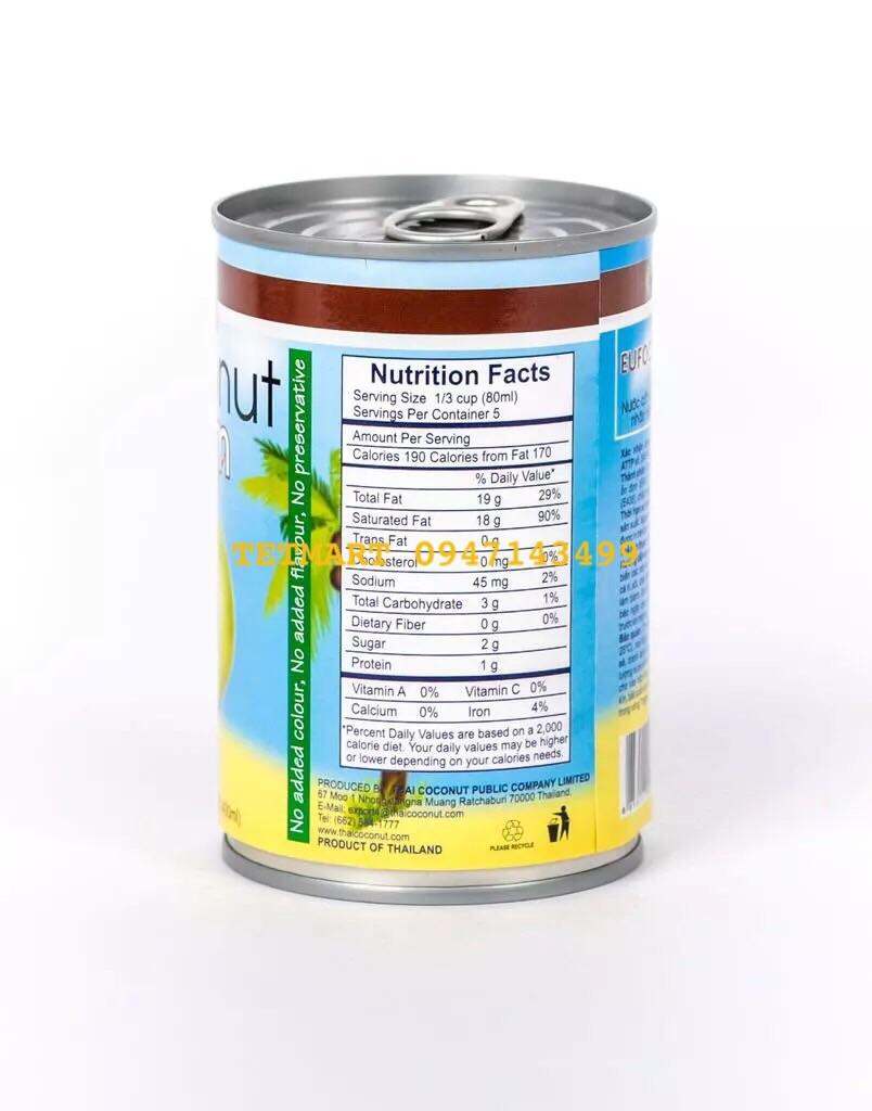 Nước cốt dừa đậm đặc cream Thái Lan 400ml