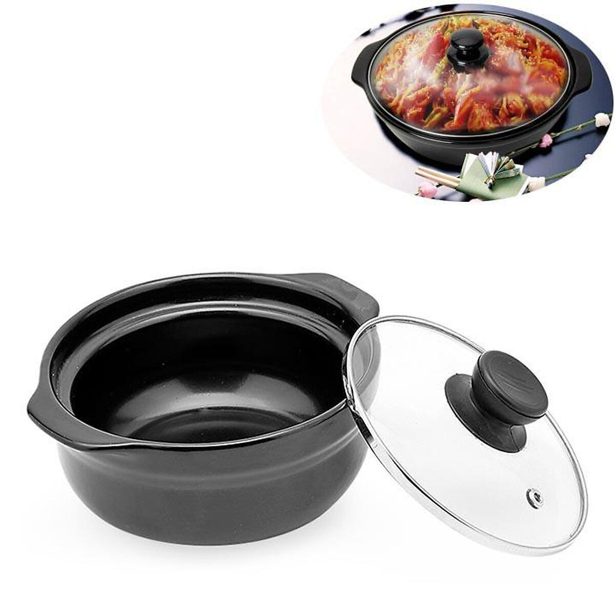 nồi đất kho cá - nồi đất nắp kính - nồi đất hầm cao cấp