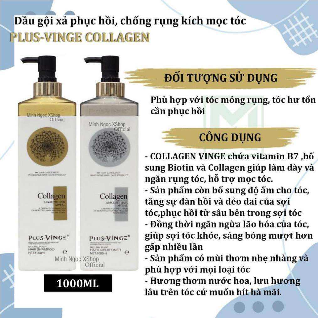 Vinge plus collagen - dầu gội xả phục hồi, chống rụng kích mọc tóc - vinge plus collagen 1000ml