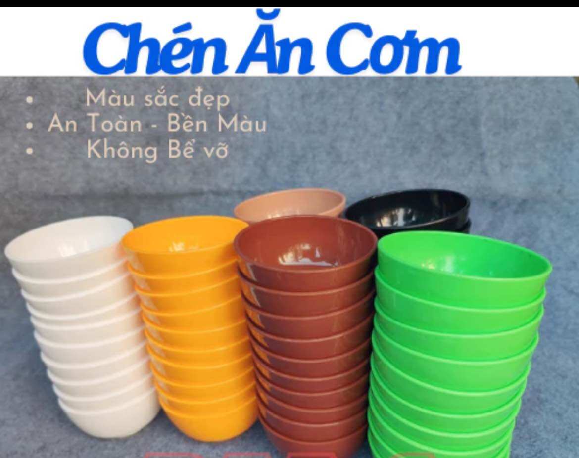 🏵️Set 10 Chén Ăn Cơm, Nhựa PP an toàn, Dày Chắc (Rộng 11x5cm)