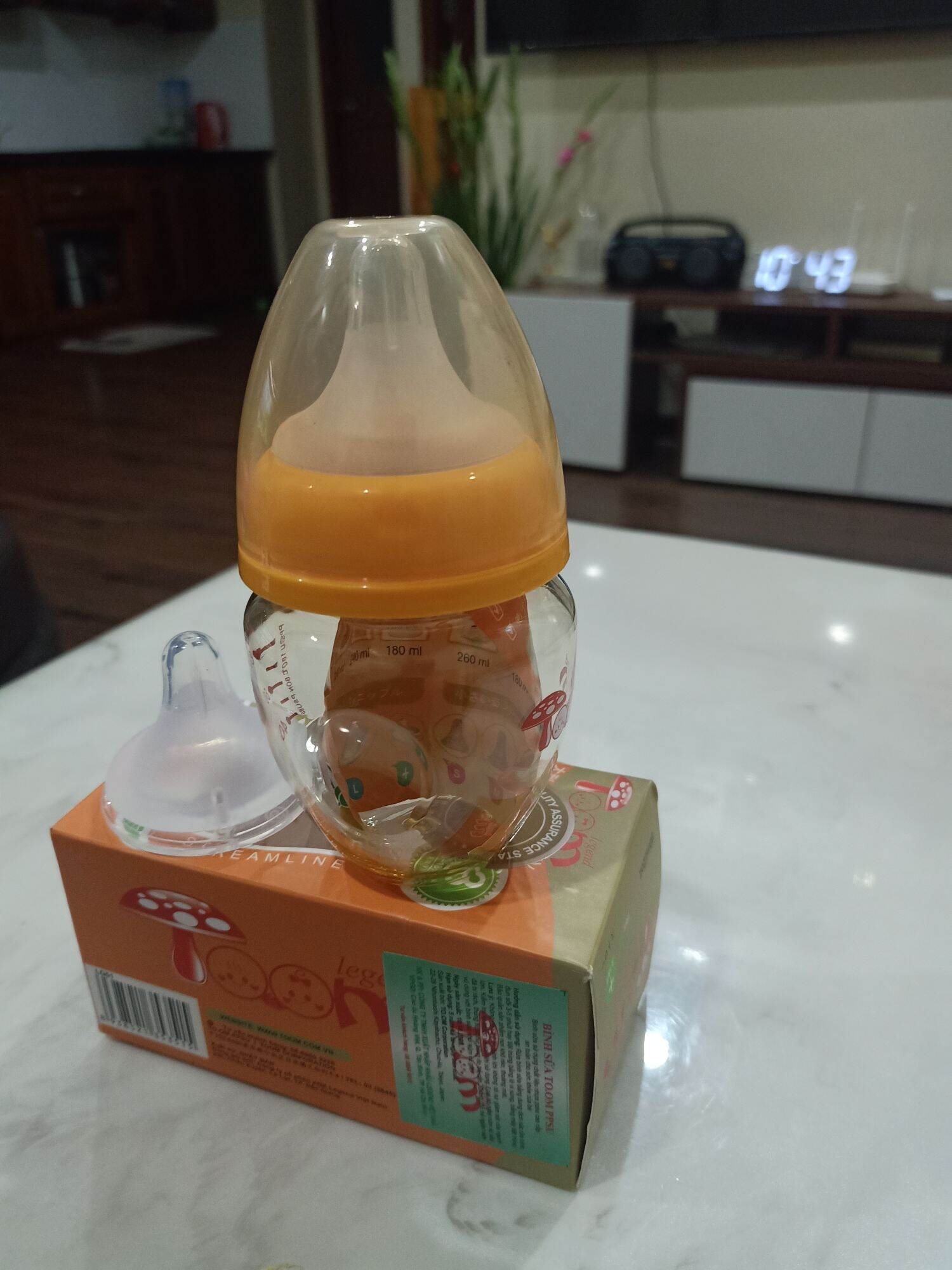Bình sữa PPSU-Toom cổ rộng 80ml cho bé sơ sinh [tặng kèm thêm 1 núm vú thay thế]