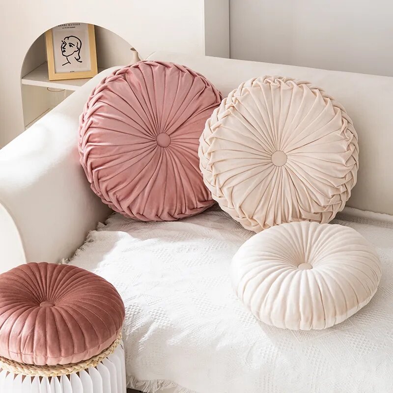 Gối ôm bí ngô bánh xe xếp ly phong cách instagram gối ôm hình tròn đệm dựa đệm ngồi gối tựa lưng trên giường sô pha phòng khách phòng ngủ