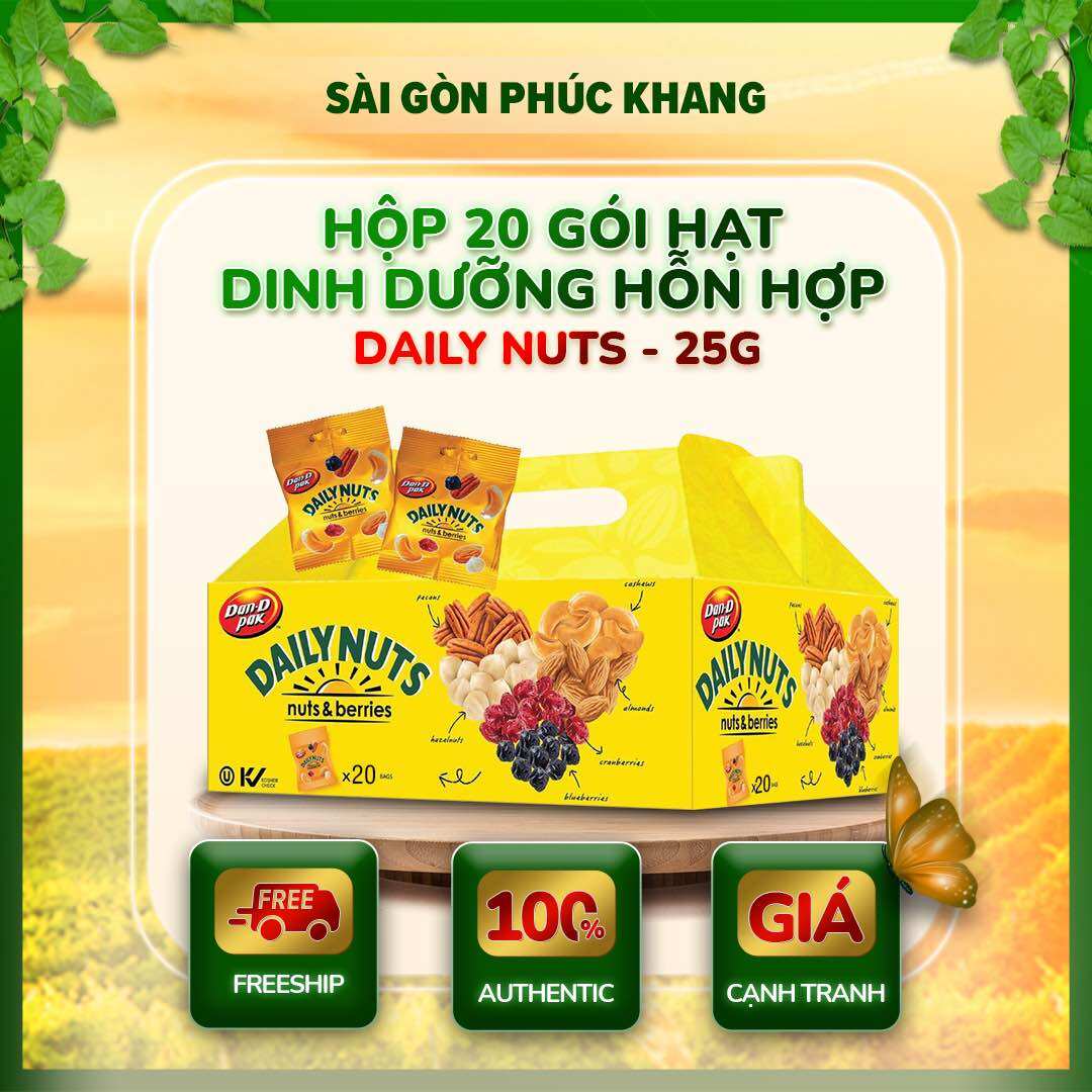 [HCM]HẠT DINH DƯỠNG HỖN HỢP DAILY NUT 25gr x 20 DAN D PAK xuất khẩu Đài loan sản phẩm là sự hòa quyện của các loại hạt cao cấpkhông chất bảo quảnhỗ trợ giảm cân