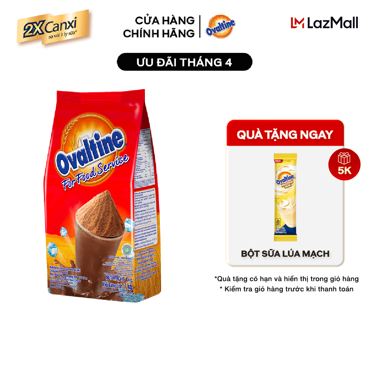 [TÚI LỚN 1Kg]  Gói Bột Thức Uống Lúa Mạch Ovaltine Vị Sô Cô La 1kg