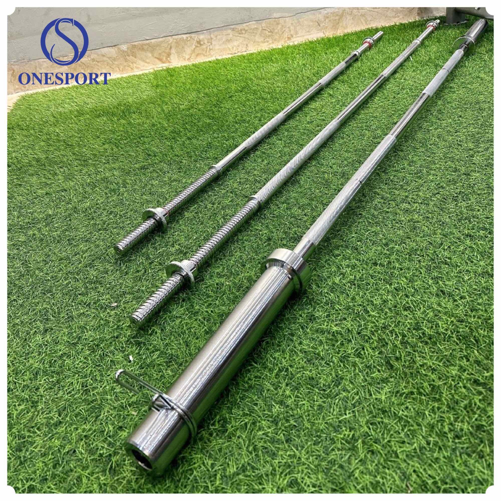 Thanh đòn tạ thép mạ inox 1.5m + 2 chốt khóa - Onesport