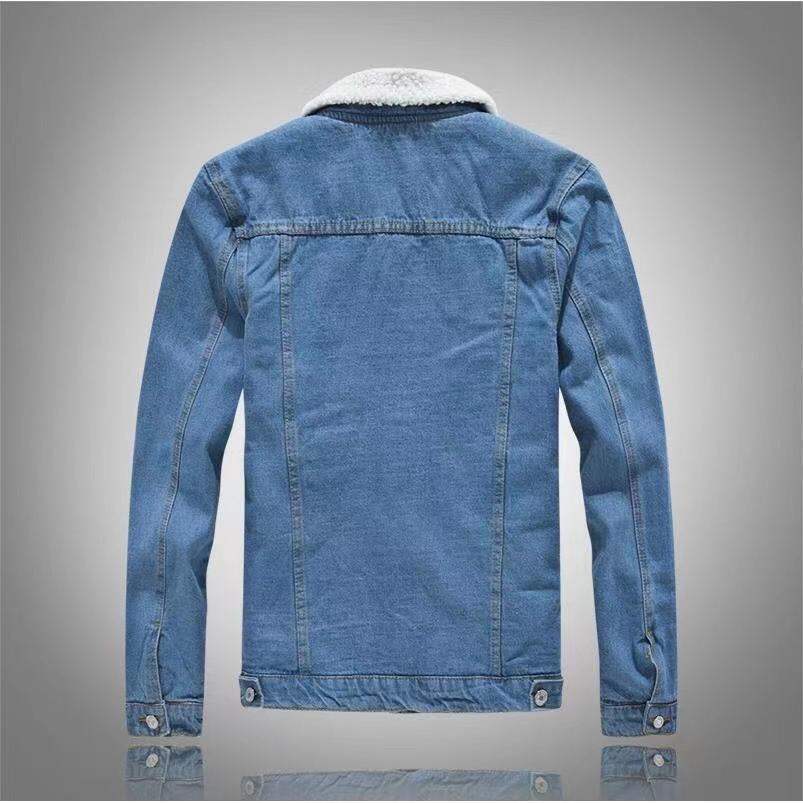 Áo Khoác Bò Dày Dặn Lót Lông Mùa Đông Áo Jacket Lông Cừu Nam Điển Trai Trào Lưu Tôn Dáng Phong Cách Hàn Quốc Cho Nam Áo Kiểu Nhật Thương Hiệu Sành Điệu