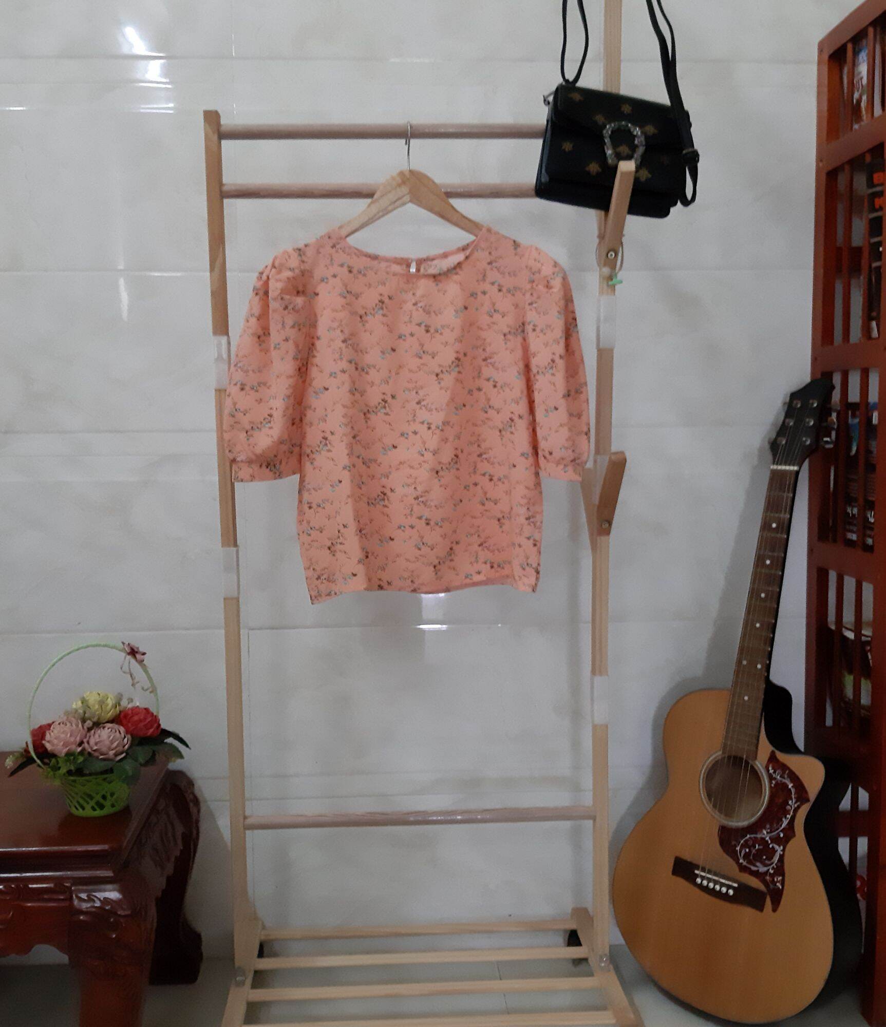 Áo hoa công sở, tay phồng, phom dưới 60kg
