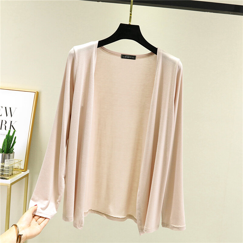 Áo Khoác Cardigan Mỏng Dài Tay Mùa Xuân Hè Cho Nữ Áo Khoác Ngoài Nhỏ Áo Khoác Mỏng Bằng Cotton Modal