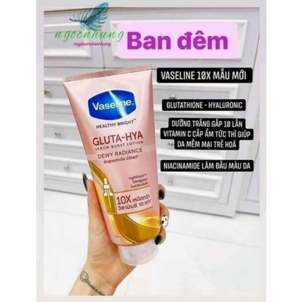 Sữa Dưỡng Thể Vaseline Healthy Bright Gluta HYA Serum 10X Thái Lan dưỡng da mềm mại trắng sáng 330ml