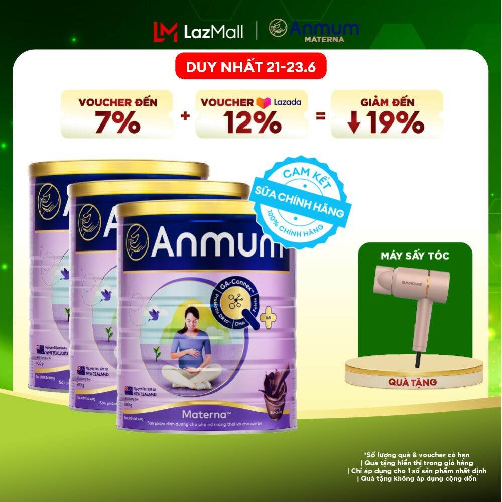 [Voucher giảm đến 26%]Combo 3 Sữa Bột Dành Cho Mẹ Bầu Anmum Materna Hương Socola 800G