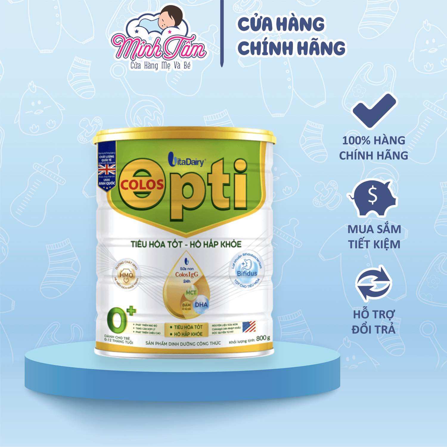 [Có mã QR] Sữa bột Colos Opti 0+ (800g)