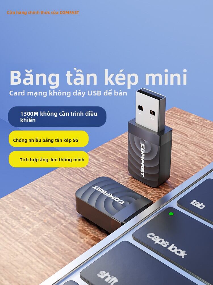 Comfast | Plug-and-Play 1300M 5G Dual-Band USB Wireless Network Adapter Giá 225,000 Đồng*Miễn phí vận chuyển