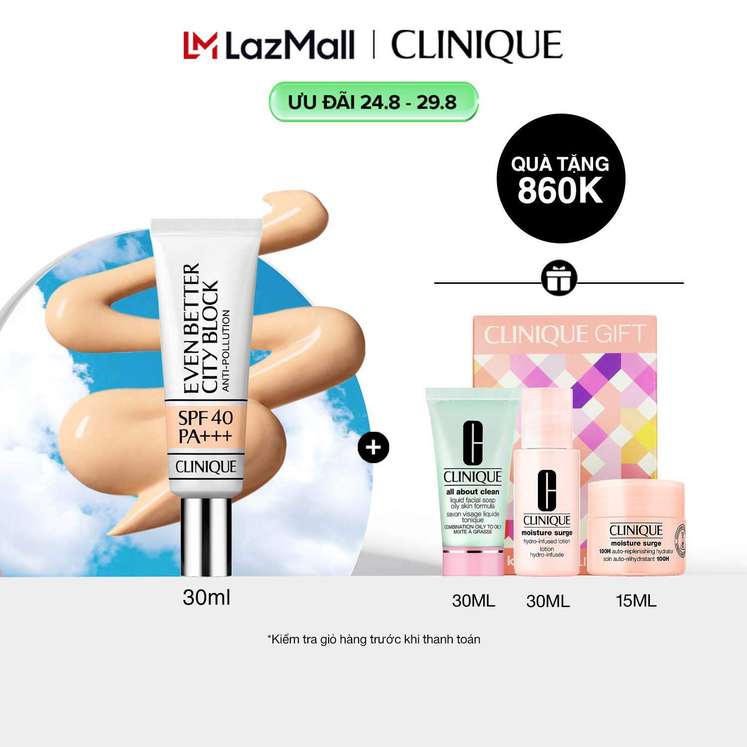 Kem chống nắng dưỡng sáng da giảm đốm thâm Clinique Even Better City Block Anti-Pollution SPF40/PA+++ 30ml