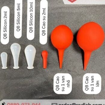 Quả bóp cao su và quả bóp silicon gắn ống hút pipet nhiều size