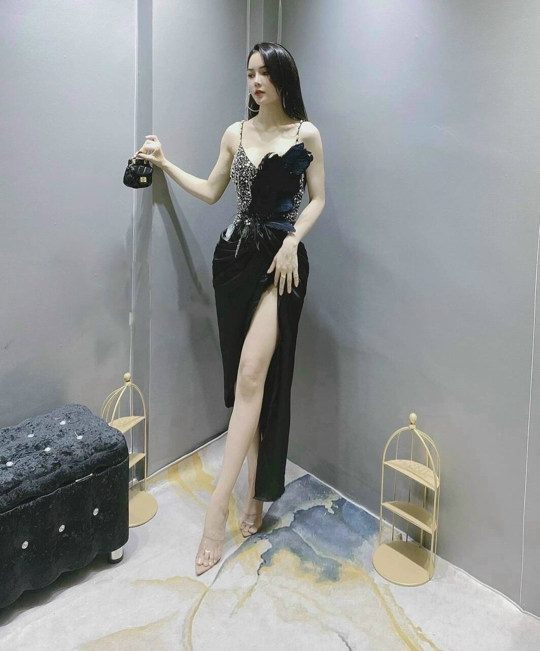 ĐẦM BODY DẠ HỘI  PHỐI LÔNG CAO CẤP