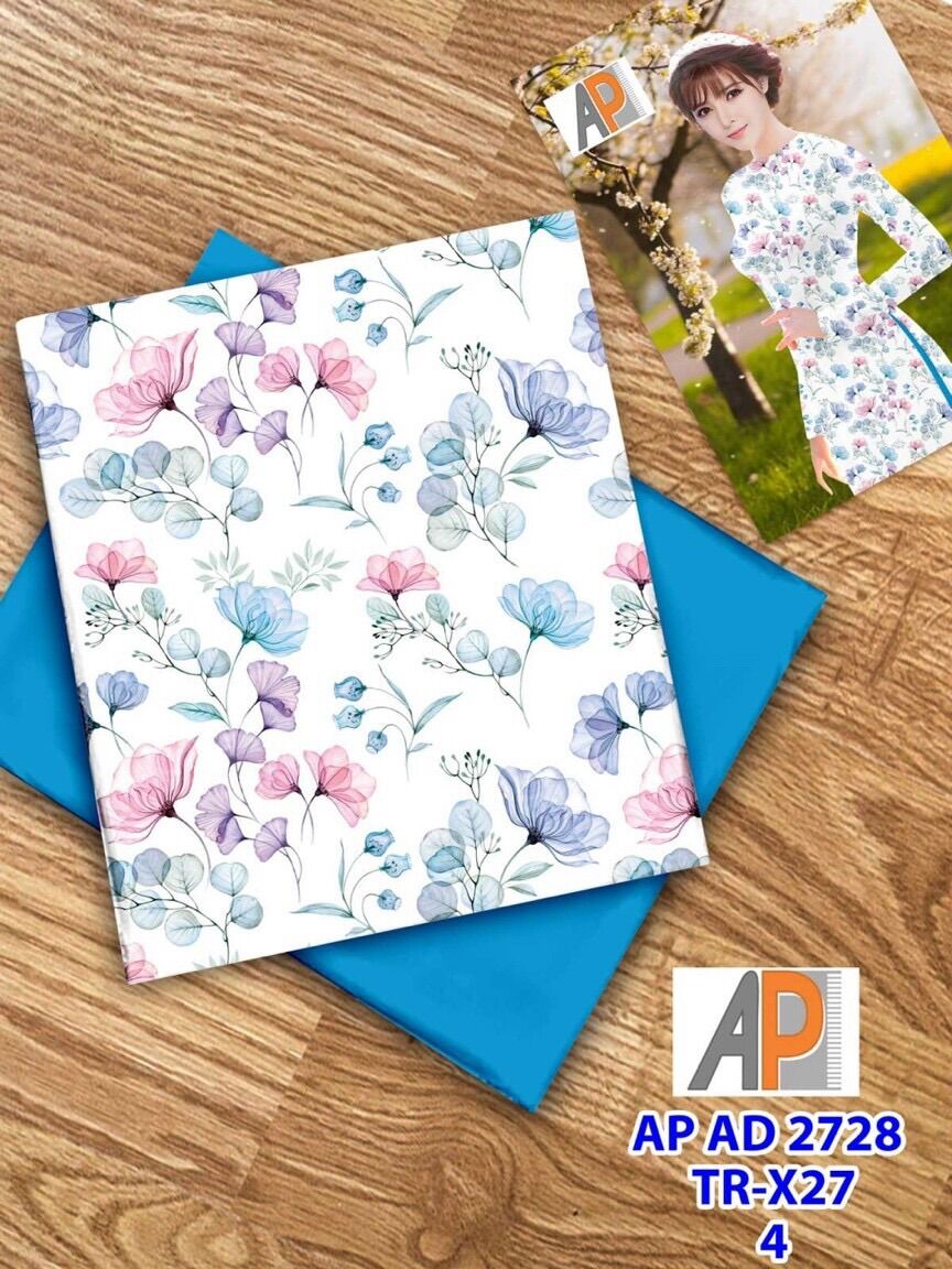 Vải áo dài in hoa đều thân áo