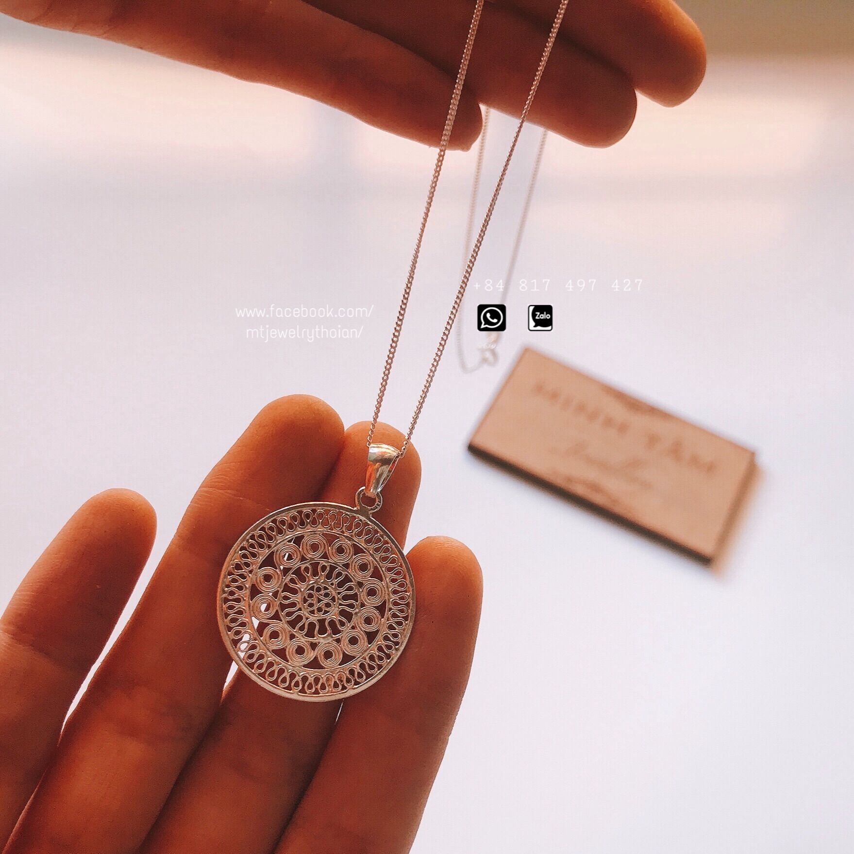 Day chuyen trong dong - drum necklace SILVER- handmade Silver