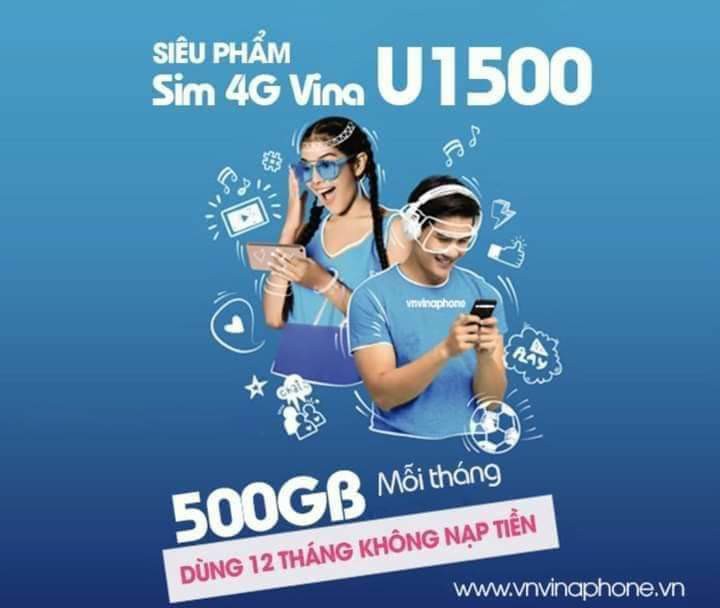 SIM U1500 DATA KHỦNG 1 NĂM 500G DATA THÁNG