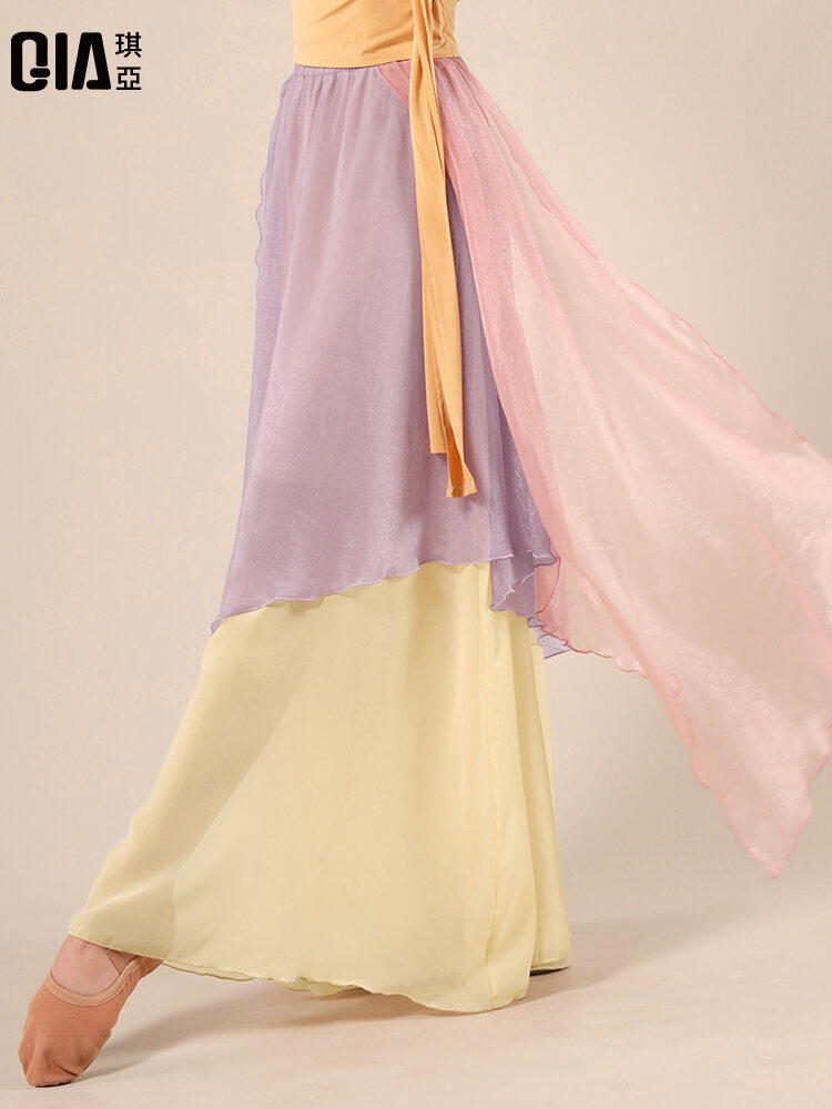 Quần Khiêu Vũ Khiêu Vũ Cổ Điển Qiya Trang Phục Luyện Công Múa Trung Quốc Quần Váy Voan Bay Bổng Quần Ống Rộng Trang Phục Biểu Diễn