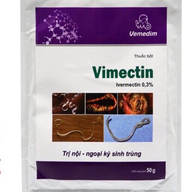 THÚ Y 1 gói Vimectin dùng cho nội ngoại ký sinh trùng trên trâu bò lợn gà