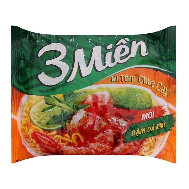 Thùng 30 gói mì tôm chua cay 3 miền 65g - date mới