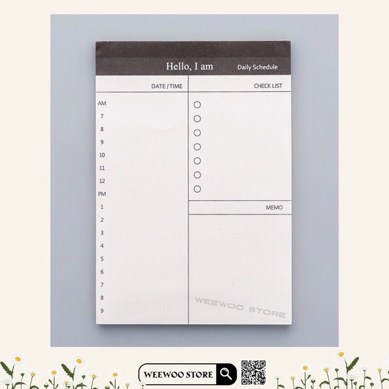 Giấy note 50 tờ ghi chú kế hoạch, to do list, daily schedule nhỏ gọn - WeeWoo Store